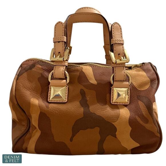 Michael Kors Camouflage Satchel Bag with Gold Hardware & MK Charm Purse ~ RARE! - Picture 4 of 14